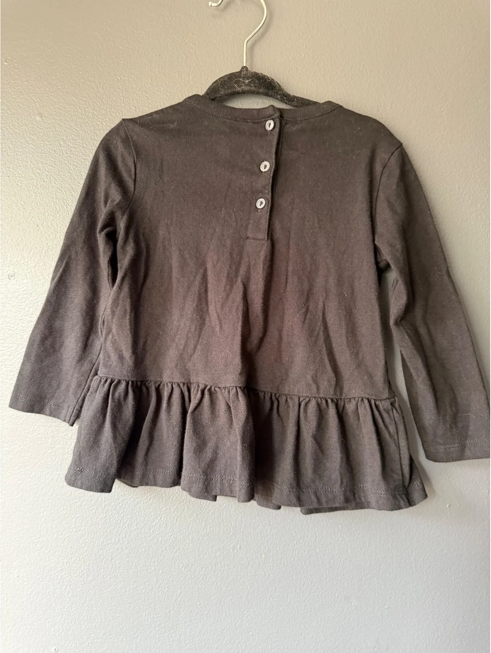 Ralph Lauren Toddler Girl Black Long Sleeve Polo Peplum Top 18M